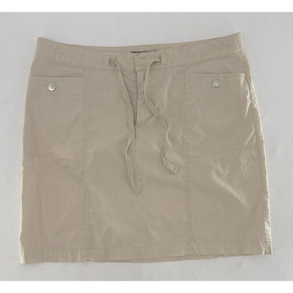 Eddie Bauer Women’s Khaki Snap Button Drawstring Cotton Nylon Skirt Sz 10 Preppy - Picture 3 of 9